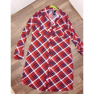 Kristin Nicole plaid, lightweight, button down nightgown. Size large